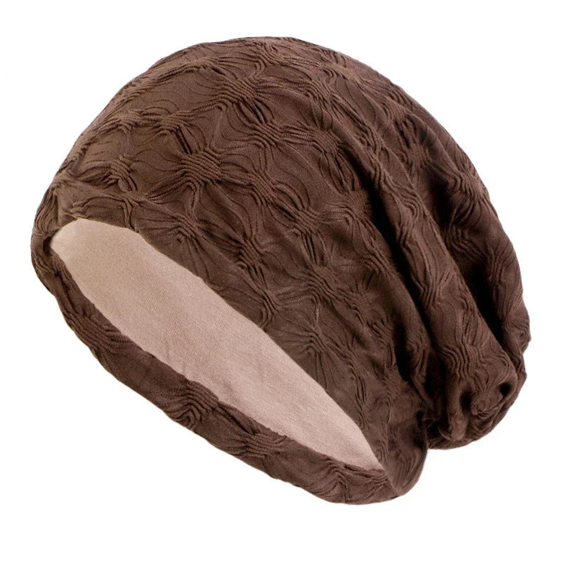 Unisex Men Women Beanie Cotton Night Sleep Cap Bonnet Chemo Hat Headwear Turban Baggy Hair Care Nightcap Pullover Hat Solid Colo