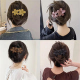 4Pcs Flower Hair Clips Fashion Matte Black Floral Hairpins Hair Claw Clips Non-Slip Hair Clamps Grab Elegant Hair Accessories