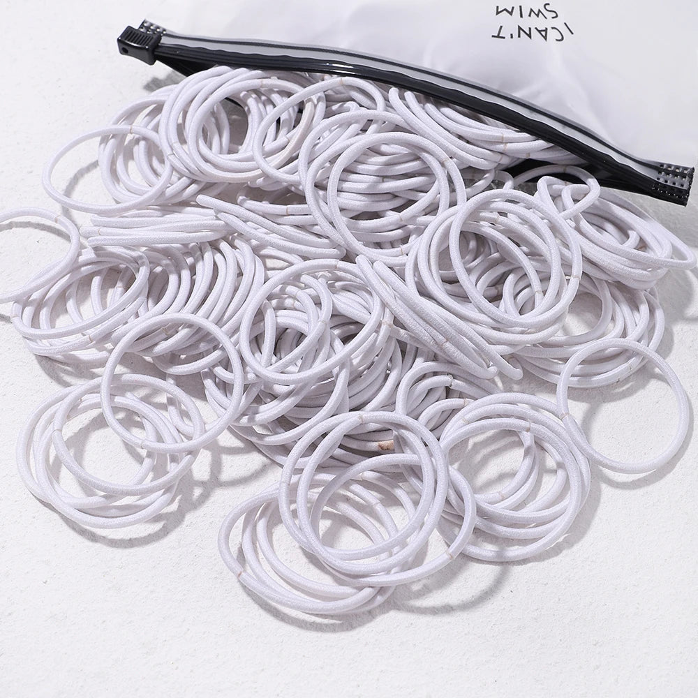 50PCS Macaron Rubber Band Hairband Headband High Elastic Durable Hair Ring Tied High Ponytail Women's Kids Hair Headwear