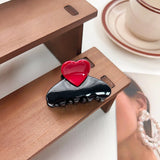 Trendy Acetate Medium Floral Patchwork Color Heart Hair Claw Clips Cute Sweet Shark Clip Ponytail Clip Girls Summer Accessories