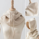 Winter Balaclava Hats For Men&Women Corduroy Hooded Caps Outdoor Warmer Drawstring Hats One-Piece Neck Collar Beanies Cap