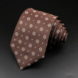 Leisure Men's Striped Tie 8cm Floral Paisley Brown Grey Necktie Business Daily Wear Cravat Wedding Party Collar Accessories Gift