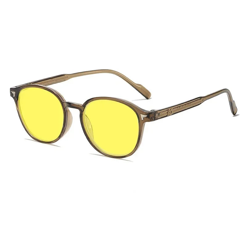 Round Frame Yellow Lens Sunglasses Driving Fishing Nigh Vision Eyewear for Men Women Ultra Light High Definition Eyeglasses