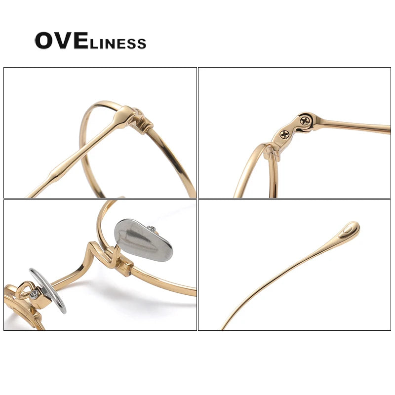 Pure Titanium Glasses Frame Men Women Vintage Round Brand Design Eyeglasses Frames New Titan Eyewear High Quality Spectacles