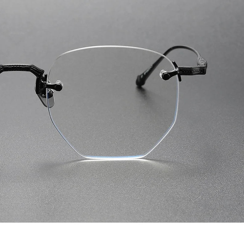 EYELUYAN Prescription Glasses 1.61 MR-8 Anti Radiation Aspheric Lens Myopia Optical Rimless Eyeglasses Pure Titanium Frame