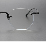 EYELUYAN Prescription Glasses 1.61 MR-8 Anti Radiation Aspheric Lens Myopia Optical Rimless Eyeglasses Pure Titanium Frame