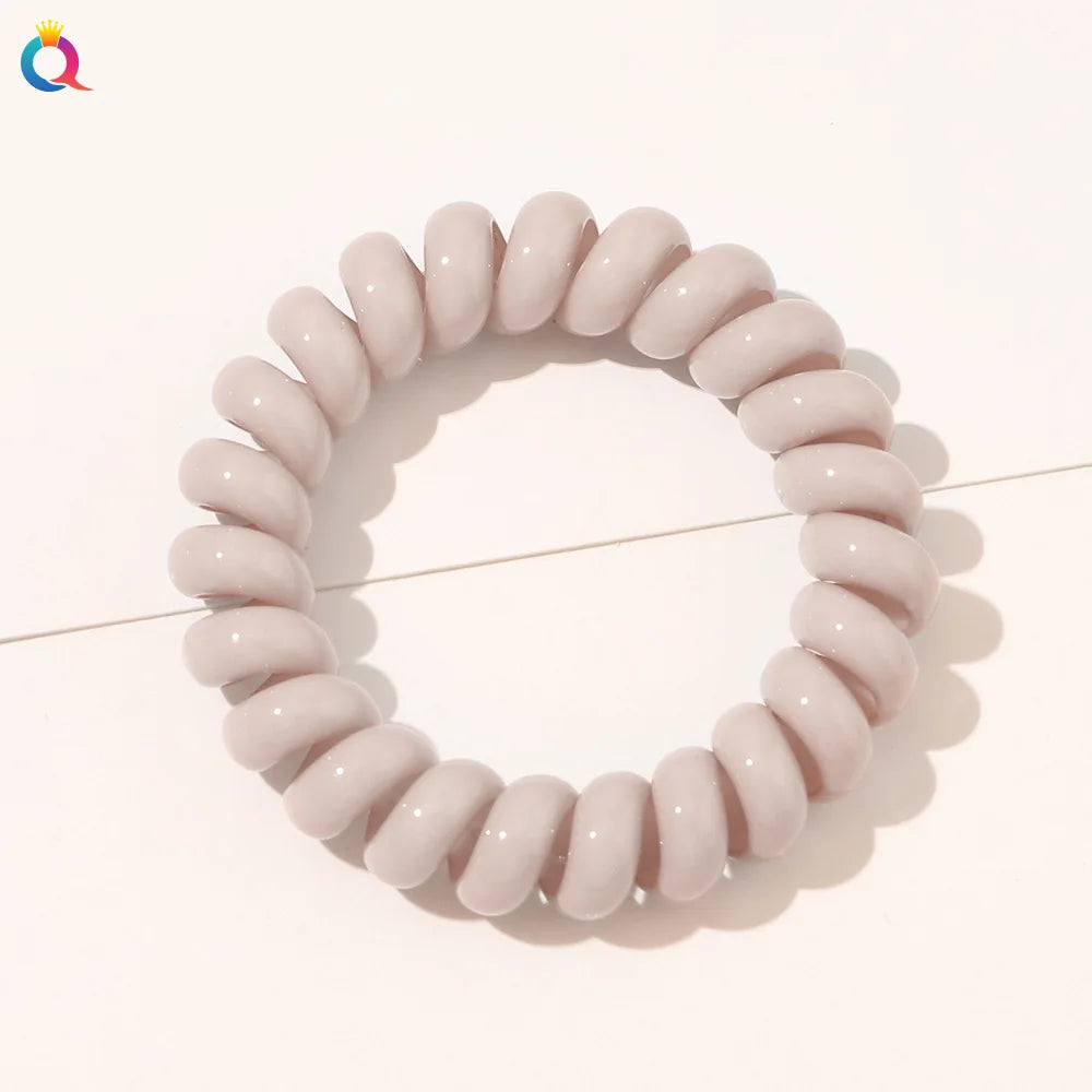 High Elasticity Telephone Coil Hairbands Women Spiral Hair Ties Girls Hair Rings Rope Solid Color Hair Accessories Gum Scrunchy
