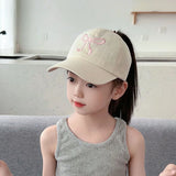 Kids Baseball Caps  Children Love Embroidery Breathable High Ponytail Baseball Caps Adjustable Summer UV Protection Snapback Hat