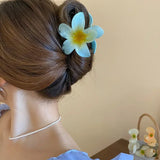 Hot Bohemia Gradient Colorful Acrylic Egg Flowers Hair Claw Clips For Women Beach Forest Style Sweet Headwear New Accessories