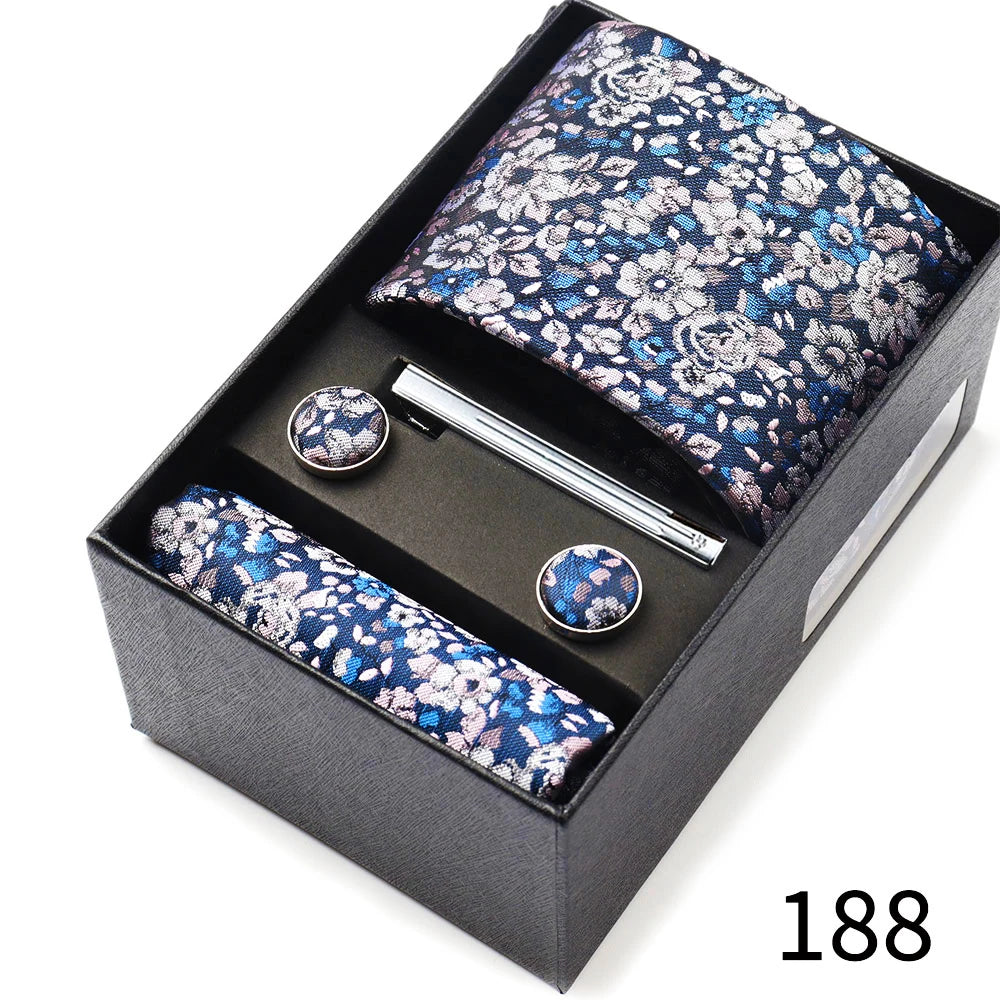 Men's Tie Gift Box With Neckties Handkerchiefs Cufflinks Tie Clips 6-Piece sets Group Business Wedding Festival Formal Ties