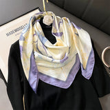 Print Satin Silk Square Scarf Hijab Women Bandana 90CM Headscarves Neckerchief Ladies Muffler Shawl Wrap Foulard Headband