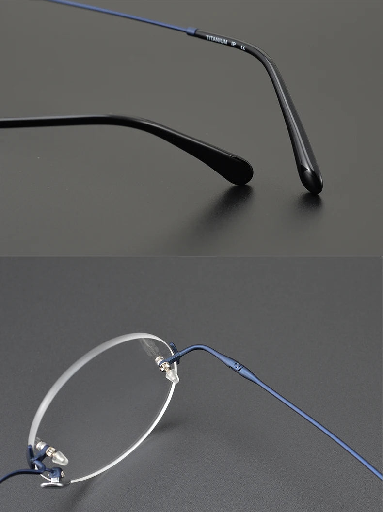 2024 Pure Titanium Round Rimless Glasses Frame Simple Fashion Men Women Small Faces Eyeglasses Light Weight Frameless Spectacles