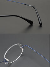2024 Pure Titanium Round Rimless Glasses Frame Simple Fashion Men Women Small Faces Eyeglasses Light Weight Frameless Spectacles