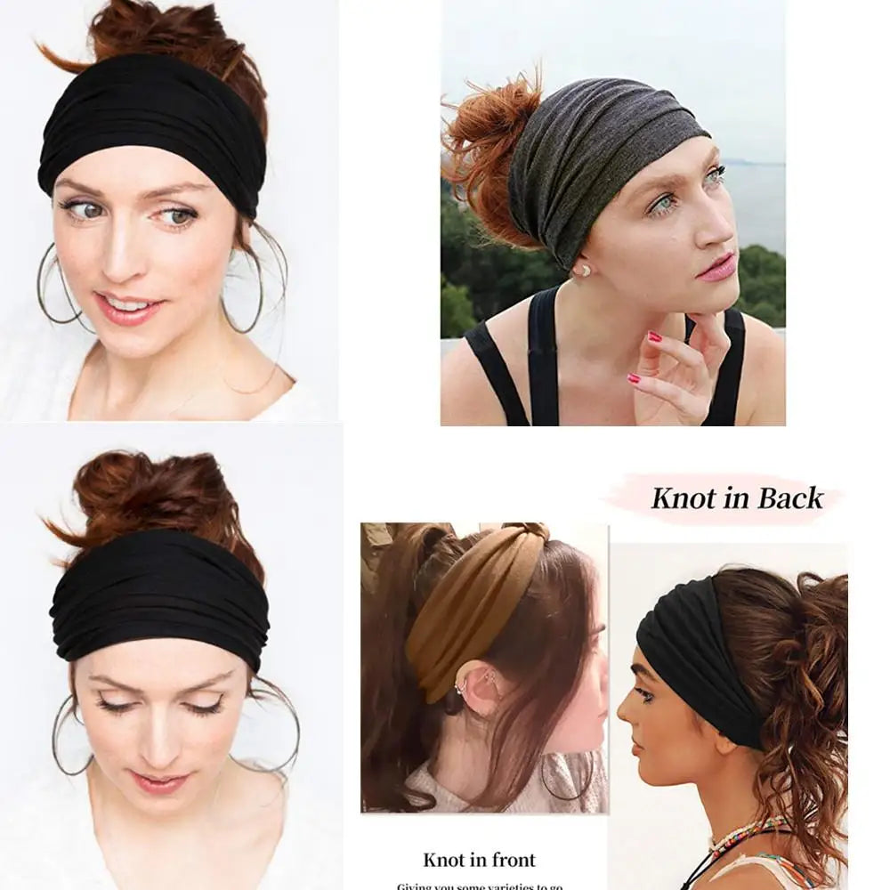 Headbands for Women Cotton Wide Headwrap Yoga Workout Hairbands Elastic Sport Head Bands Turban Bandana Bandage Hair Accessories