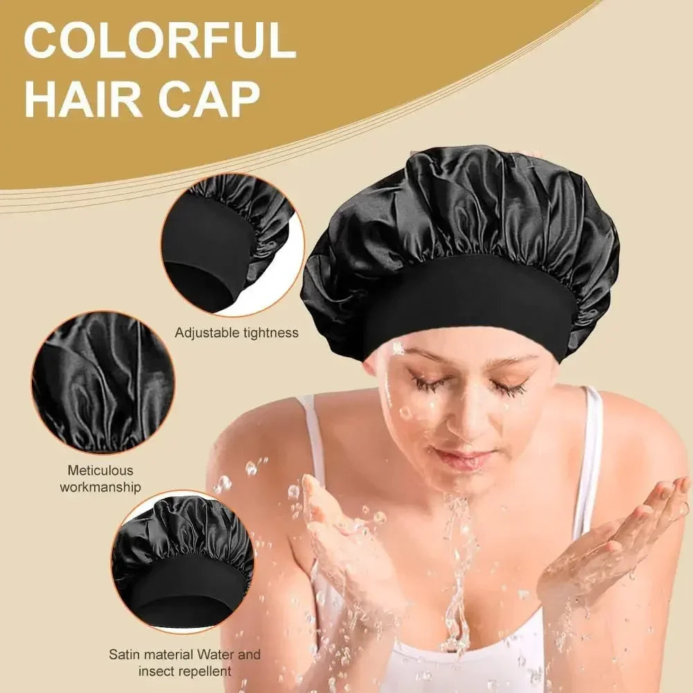 Bonnet Satin Sleeping Hat Hair Night Sleep Cap Head Cover Shower Caps for Bath and Sauna Bathing Shower Cap Bathroom Products