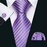 Male Gift Silk Men Tie Set Purple Violet Solid Paisley Striped Wedding Business Tie for Man Necktie Handky Cufflinks Barry.Wang