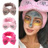 Letter OMG Headbands for Women Girls Bow Wash Face Turban Makeup Elastic Hair Bands Coral Fleece Hair Accessories