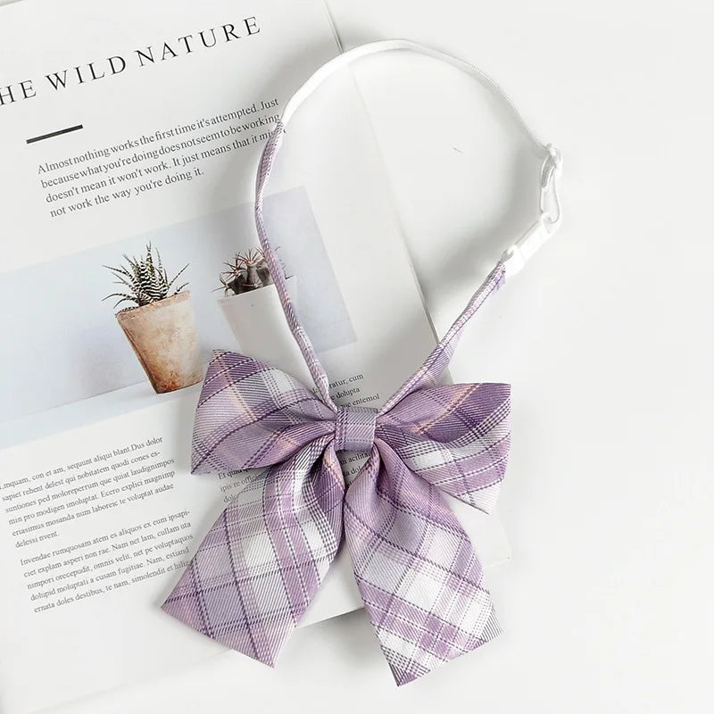 Fashion JK Bowtie Women College Student Collar Tie Cotton Plaid Bowknot Lolita Girls Adjustable Butterfly Anime Cosplay Cravat