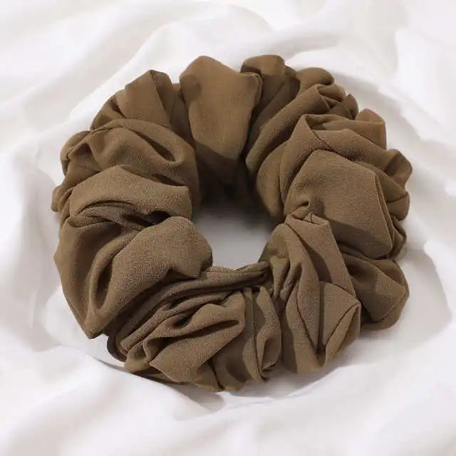 Elastics Chiffon Hair Band Solid Color Big Circle Scrunchies for Women Girl Ponytail Holder Hair Rope Hairband Hair Accessoires