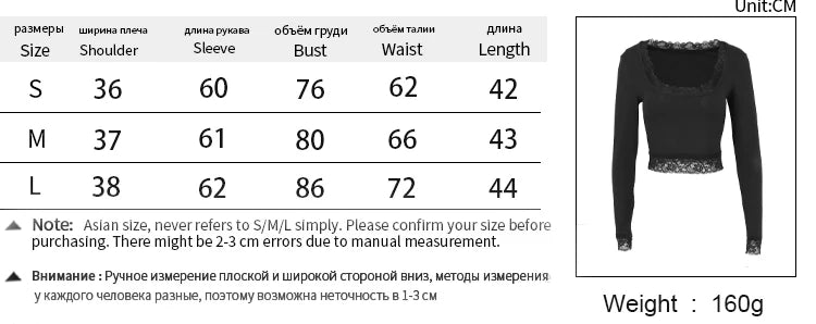 Sexy Black T-shirt Women Autumn New Lace Tees Fashion Streetwear O-Neck Casual Slim Long Sleeves T-shirt Female Versatile Top