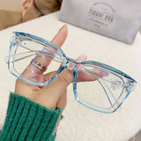 Oversized Square Glasses Women Large Frame Transparent Eyeglasses Anti Blue Light Glasses Over-the-counter Lenses and Glasses