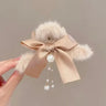 New Fashion Bow Tassel Pendant Hair Clips Korea Ponytail Plush Shark Claw Girls Fall and Winter Gift Hair Accessories
