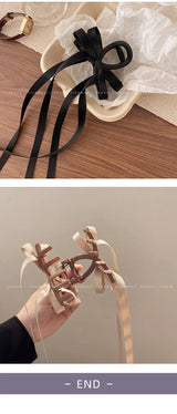 Black Bow Ribbon Hair Claw Clips Temperament Elegant Hairpin Women Princess Headdress Fashion Grab Clip Female Hair Accessories