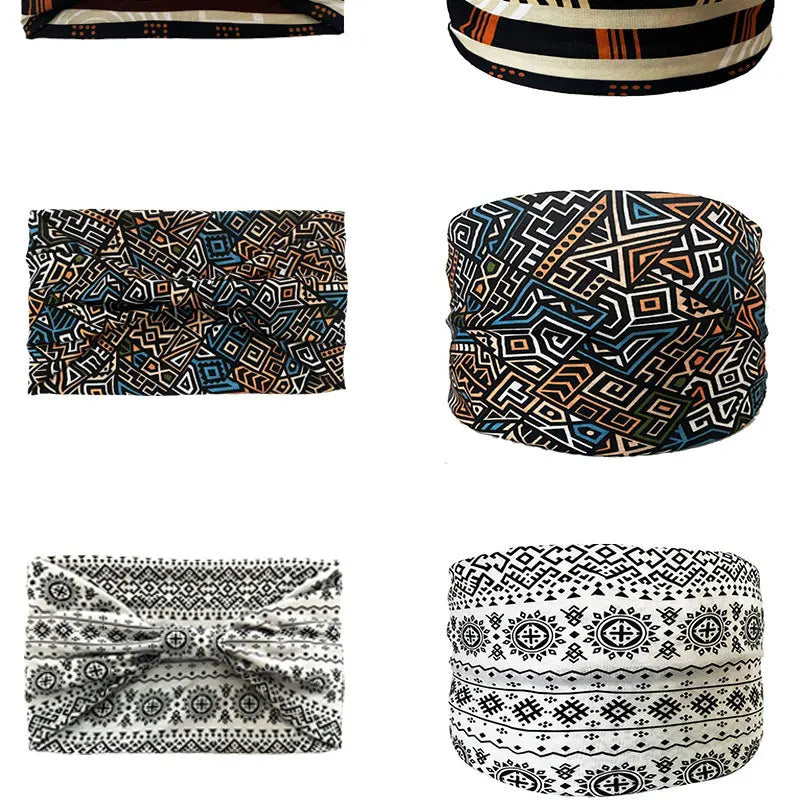 Boho Headbands For Women Fashion Wide Headscarf Bohemian Yoga  Workout Head Bands Hair Accessories Band
