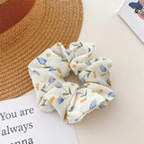 2 Pcs Korean Hair Accessories Women Small Fresh Fabric Flower Printing Elastics Hair Band Scrunchies Hair Tie Girl Ponytail Hold