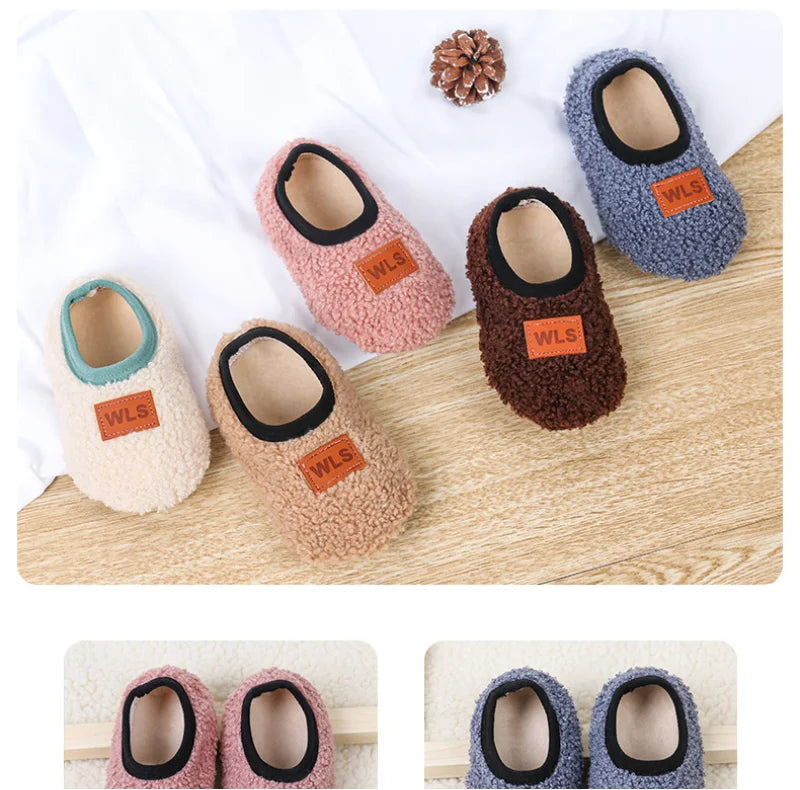 Autumn Winter Baby Slippers Toddler Plush Floor Sock Shoes Boy Girl Children Soft Anti-slip Walking Shoes Indoor Home Kids Shoes
