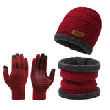 3pcs/Set Warm Plush Lined Knit Beanie, Scarf & Gloves Set, Winter Accessories