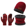 3pcs/Set Warm Plush Lined Knit Beanie, Scarf & Gloves Set, Winter Accessories