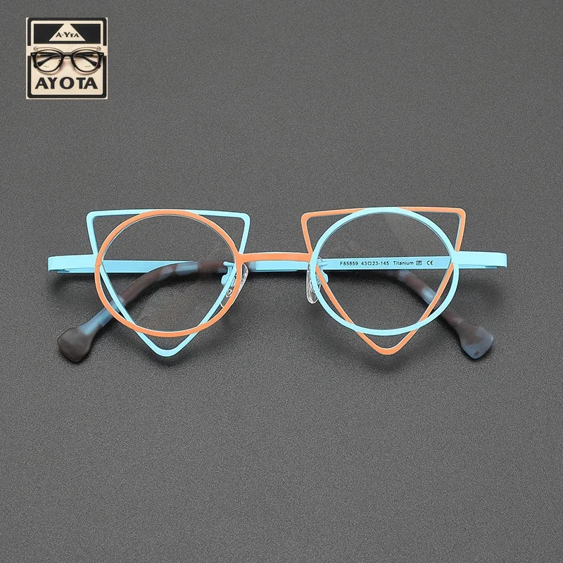 Ultra Light Pure Titanium Inverted Triangle Glasses Frame Female New Multi-color Personality Myopia Reading Prescription Eyewear