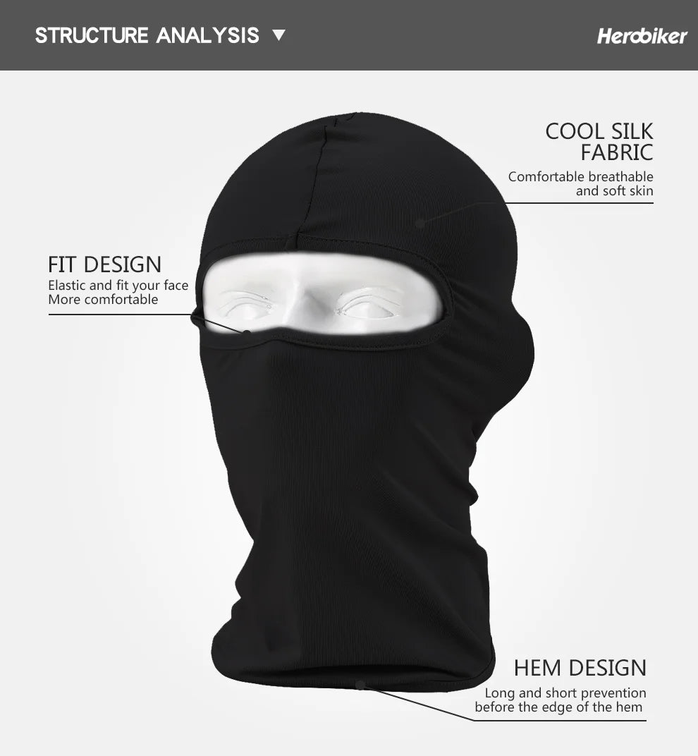 Balaclava Motorcycle Face Mask Moto Helmet Bandana Hood Ski Neck Full Face Mask Windproof Dustproof Face Shield Men's Biker Mask