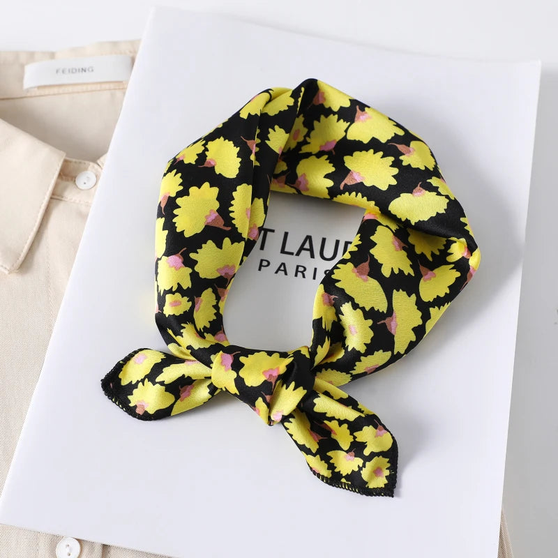 50cm Square Silk Scarf Head Neck Foulard Femme Bandana Print Fashion Women's Hair Tie Band Wrap Handkerchief Sjaal