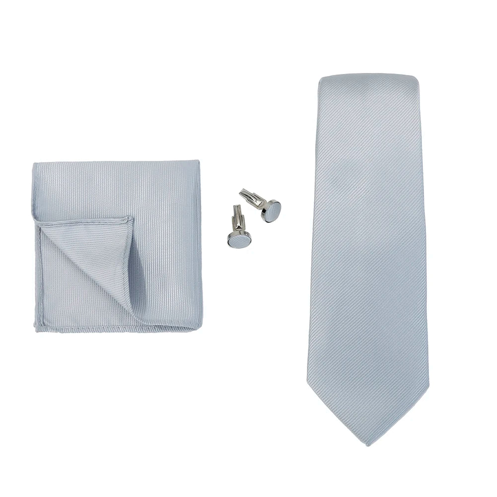 Corbata de marca de moda hecha a mano, sólida, con pañuelo y gemelos, para hombre, corbata, traje, camisa, accesorios de boda, regalos para hombre.