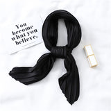 Solid Crinkle Hair Scarf Women Silk Feeling Neck Tie Shawl Wraps Female Headbands Foulard Wrsit Echarpe Bandana Accessores