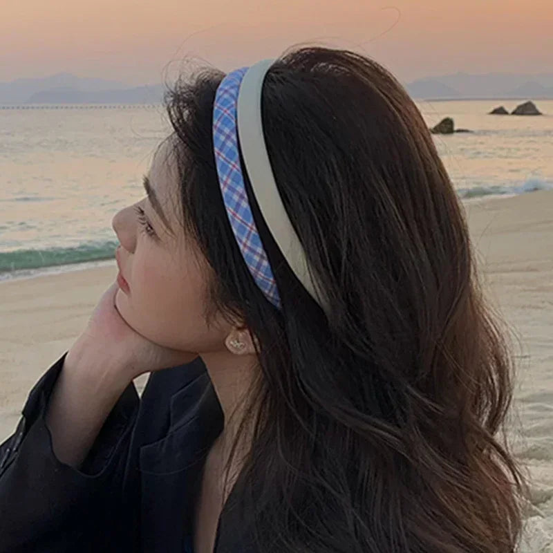 Spring Summer Women Colorful Head Hoop Princess Girls Sweet Plaid Cloth Headbands for Children Daily Headpiece Hair Accessories