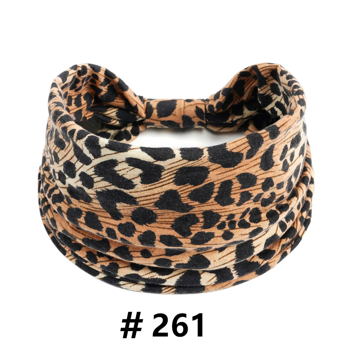 Leopard Print Headbands for Women Wide Boho Turban Head Wraps Cotton Knotted Elastic Hairbands Non Slip Workout Hair Accessories