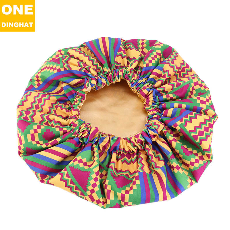 2020 New No. plus-Sized African Printing round Cap Double-Layer Satin Lining Wide Edge Nightcap Chemotherapy Hat