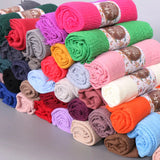 Hot Sale  Crinkle Cotton Hijab Scarfs For  Women  Solid  Colour Soft  Stretch Turban  Luxury High Quality Long Scarfs  180*90cm