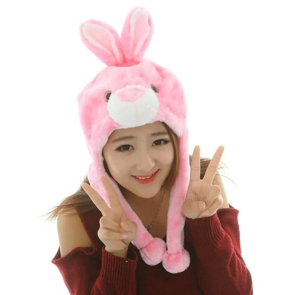 Cute Cosplay Costume Green Headgear Female Beanie Caps Cartoon Winter Autumn Hats Plush Hat Big Frog Eyes Hat Rabbit Bunny Ears