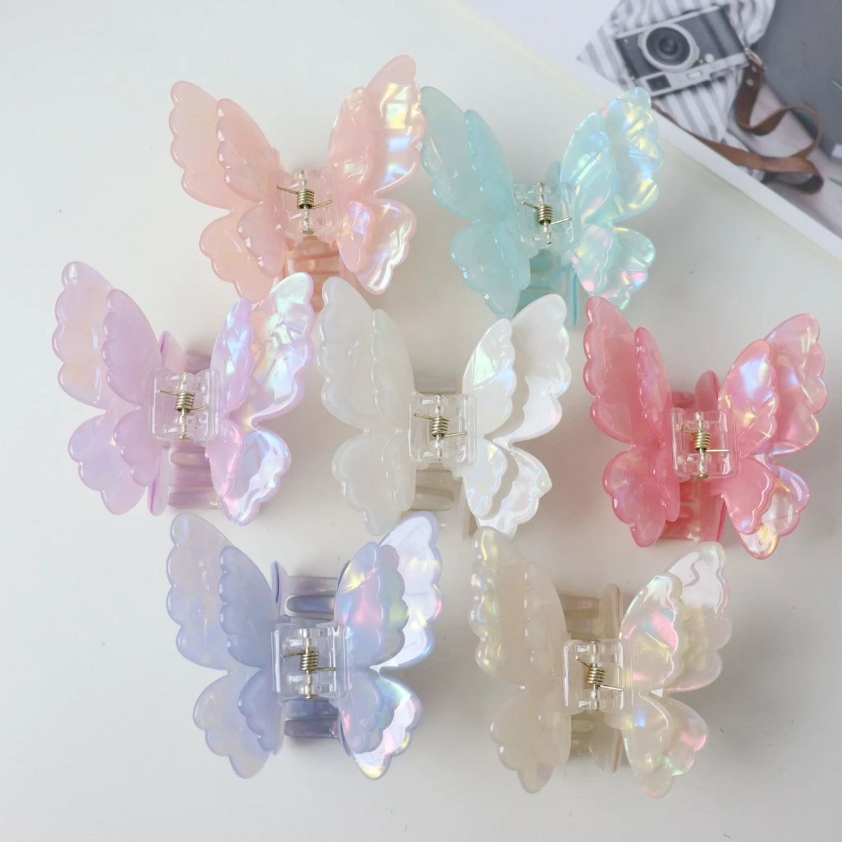 AWAYTR Double-layer Dazzle Butterfly Hair Claw Clips for Women Girls Hair Clip Barrette Hair Clamps Headwear Hair Accessories
