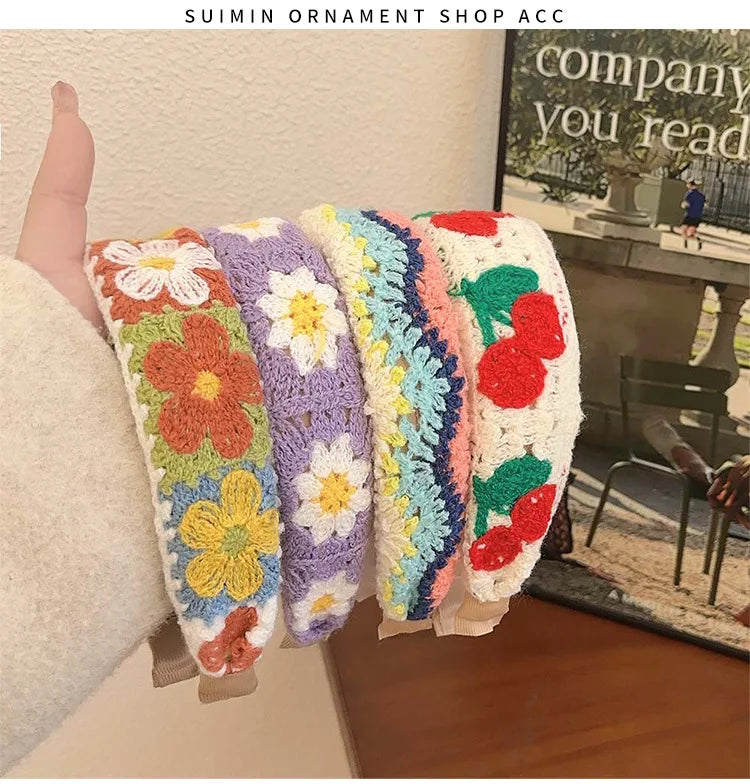 NEW Knitted Headband Bohemian Style Summer Flowers Leisure Style Handmade Head Band Hair Accessories for Women Girls