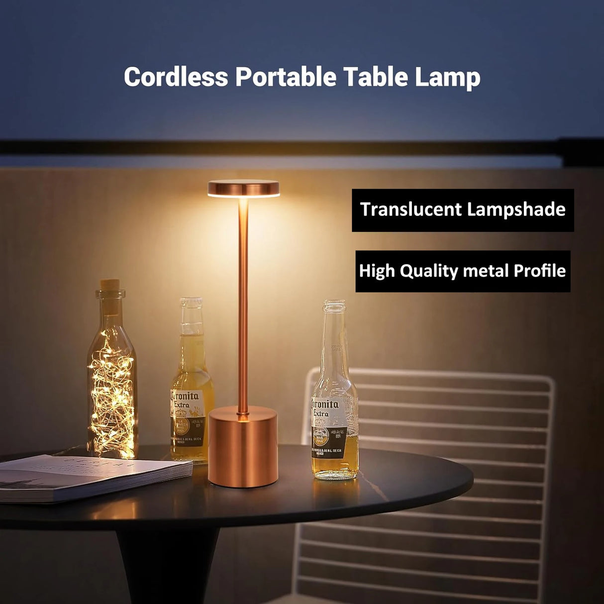 LED Table Lamp Touch Sensor Rechargeable Desktop Night Light Wireless Reading Lamp for Restaurant Hotel Bar Bedroom Decor Light