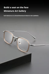 TFTB Retro All Pure Titanium Men's Glasses Luxury Square Small Framework Ultralight Optical Prescription Eyeglasses Frame 142mm