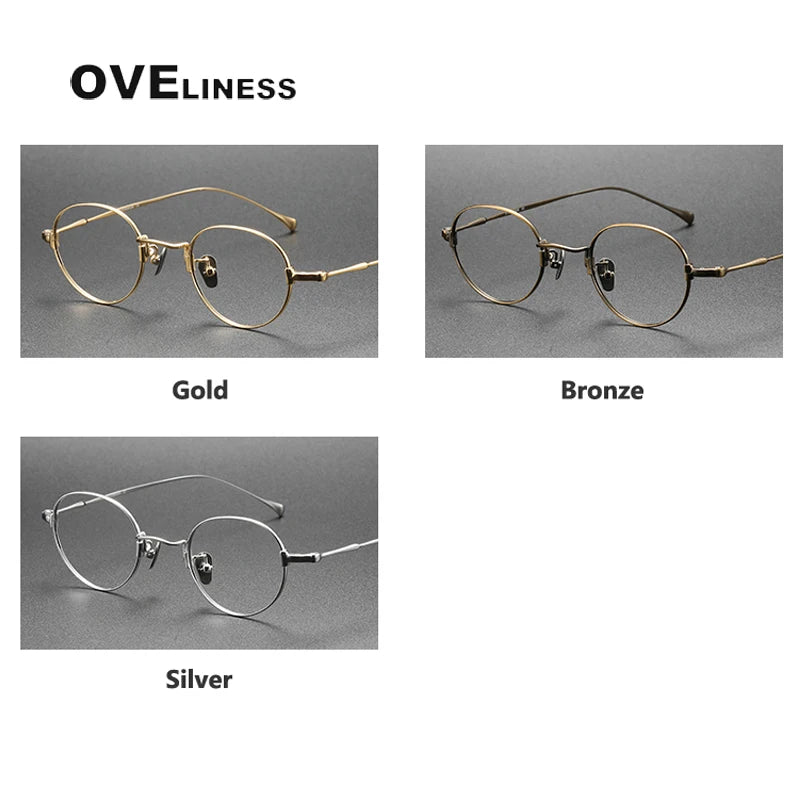 Pure Titanium Glasses Frame Men Women Vintage Round Brand Design Eyeglasses Frames New Titan Eyewear High Quality Spectacles