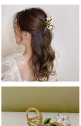 New Women Metal Hair Claw Elegant Gold Flowers Hair Clips Barrette Crab Headband Ponytail Clip Headwear hair accessories tiara
