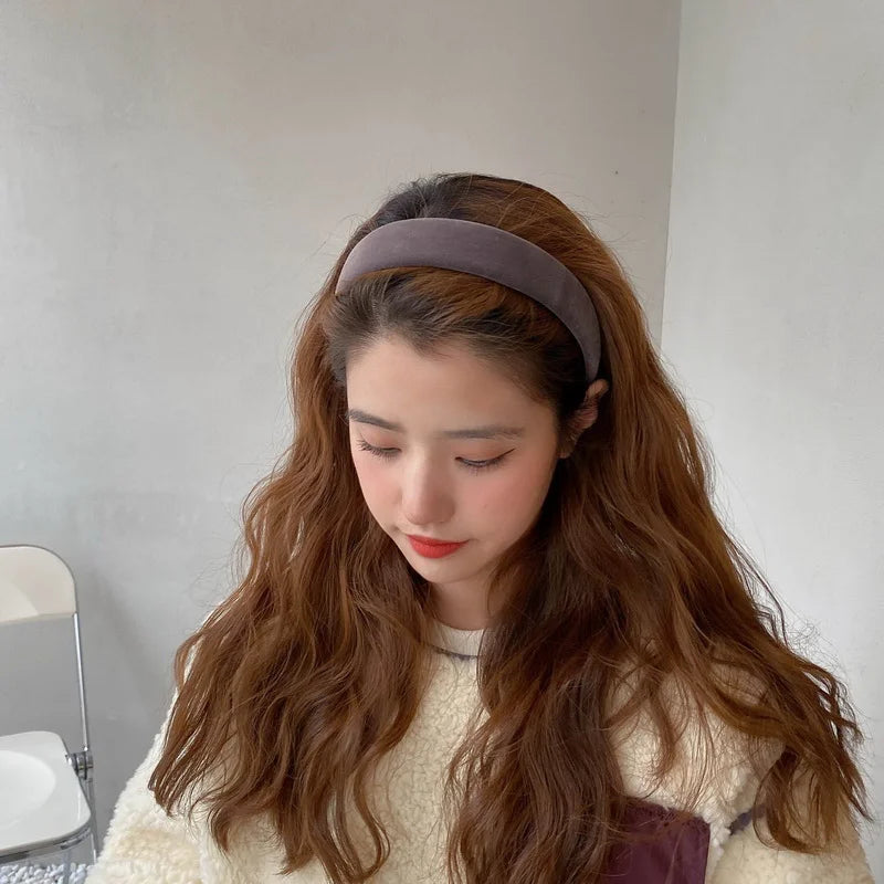 SWINATE Fashion Women Basic Black Velvet Hairband Double Size Headband Stretch Hair Hoop Simple Plain Style Easy For Wearing