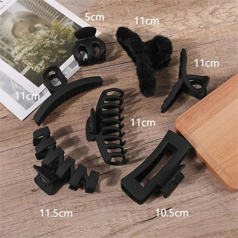 4/5/7Pcs Headwear Set Women Fashion Claw Clip Coffee Black Acrylic Large Hair Claw Korean For Girl Barrette Hair Accessories